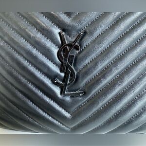 Saint Laurent Small Black Leather Logo-Embossed Interior Bag